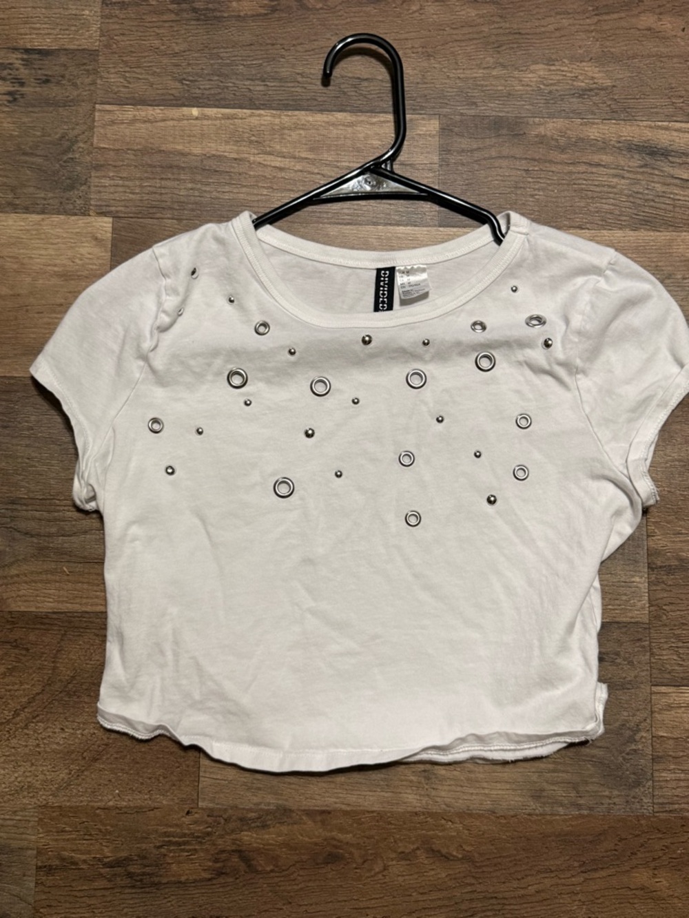 H&M White Studded Crop Top